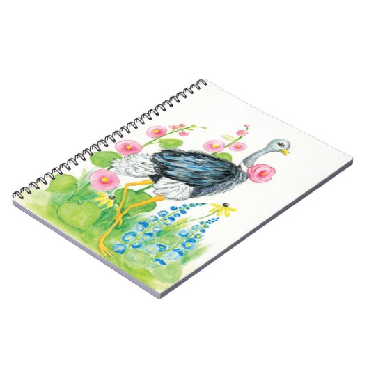 だちょうの水彩画は上がりました ノートブック (左側)