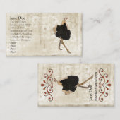 だちょうの白いヴィンテージの名刺 名刺 (正面/裏面)