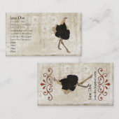 だちょうの白いヴィンテージの名刺 名刺 (正面/裏面)