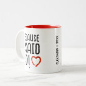 だって言ったからおもしろいことわざモダンタイポグラフィ ツートーンマグカップ (正面左)