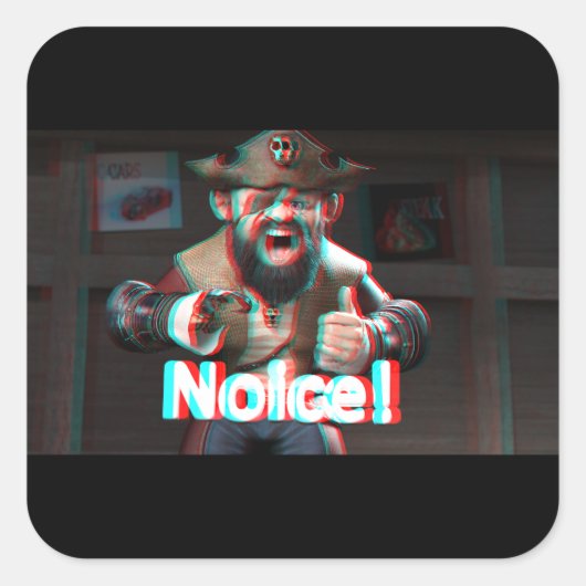 だめだ！バダスヒゲ3D スクエアシール (正面)