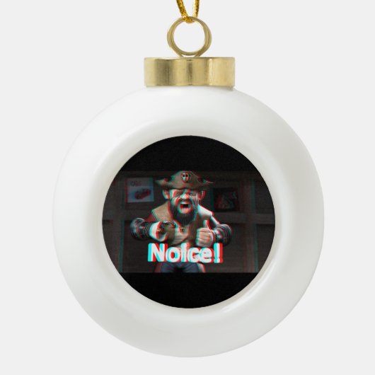 だめだ!バダスヒゲ3D セラミックボールオーナメント (正面)