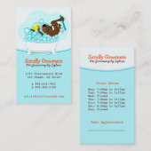 だらしないトリマーペットグルーミングの名刺 予約カード (正面/裏面)