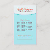 だらしないトリマーペットグルーミングの名刺 予約カード (裏面)