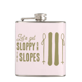 だらしない斜面でのウィンタースキーの花嫁お別れパーティー フラスク