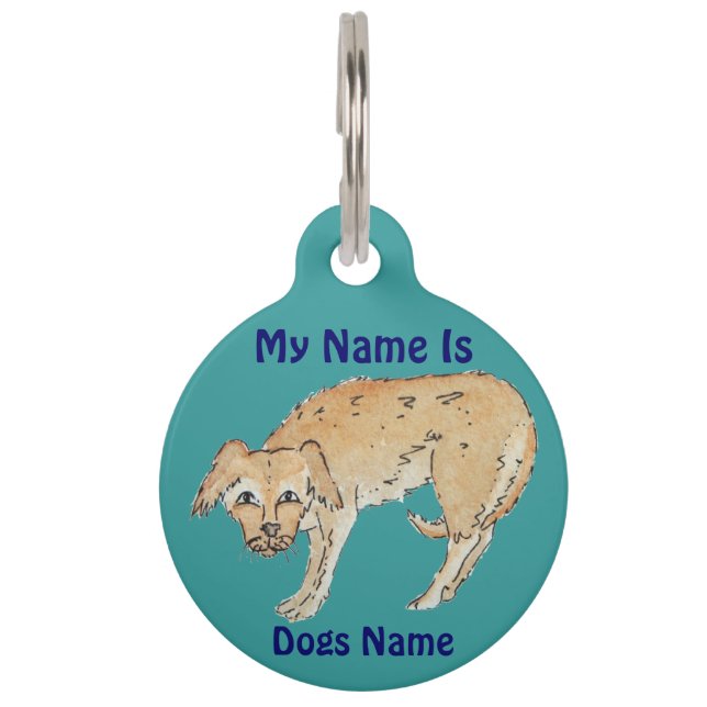 だらしない混合された品種犬の写真 ペット　ネームタグ (正面)