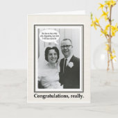 だらしない花婿への結婚祝い - 面白い カード (黄色い花)