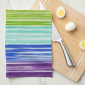 だらしない虹のストライプ キッチンタオル (四つ折り)
