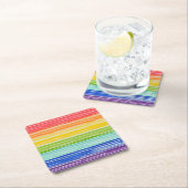 だらしない虹のストライプ スクエアペーパーコースター (インサイチュ)