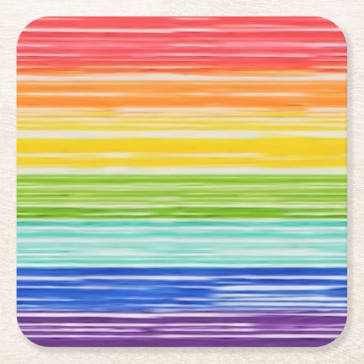 だらしない虹のストライプ スクエアペーパーコースター (正面)
