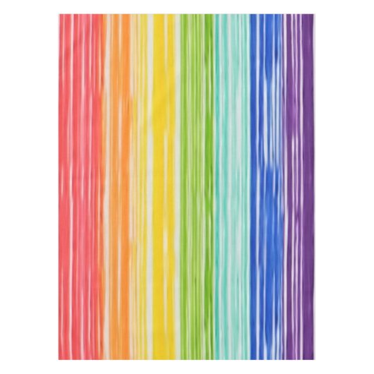 だらしない虹のストライプ テーブルクロス (正面)