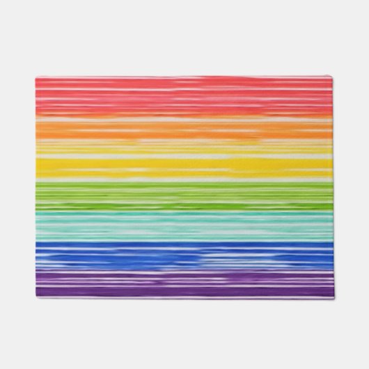 だらしない虹のストライプ ドアマット (正面)