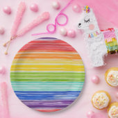 だらしない虹のストライプ ペーパープレート (パーティー)