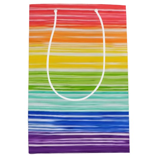 だらしない虹のストライプ ミディアムペーパーバッグ (正面)