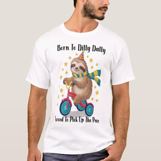 だらだら生まれのナマケモノ Tシャツ (正面)