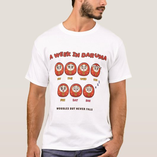 だるまの1週間 かわいい曜日顔 Tシャツ (正面)