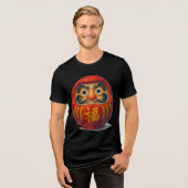 だるま人形のア日本のクリル芸術 トライブレンドTシャツ (正面全面)