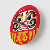 だるま(伝統的な日本の縁起物) ラウンド壁時計 (傾斜)
