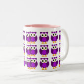 だれか。 夫人Purple Owl Cartoon ツートーンマグカップ (正面右)