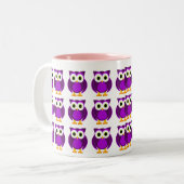 だれか。 夫人Purple Owl Cartoon ツートーンマグカップ (正面左)