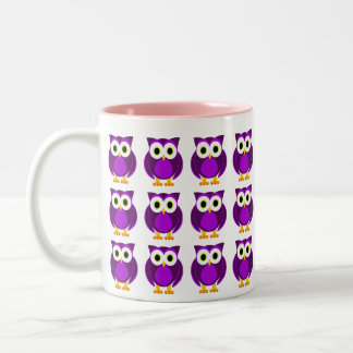だれか。 夫人Purple Owl Cartoon ツートーンマグカップ
