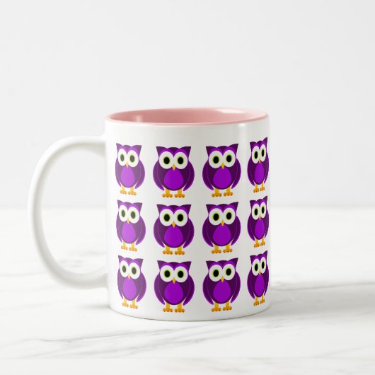 だれか。 夫人Purple Owl Cartoon ツートーンマグカップ (左)