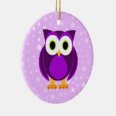 だれか。 夫人Purple Owl Star Background セラミックオーナメント (右)