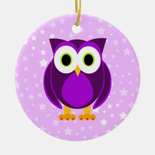 だれか。 夫人Purple Owl Star Background セラミックオーナメント (正面)