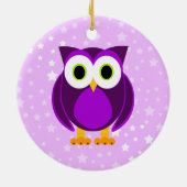だれか。 夫人Purple Owl Star Background セラミックオーナメント (裏面)