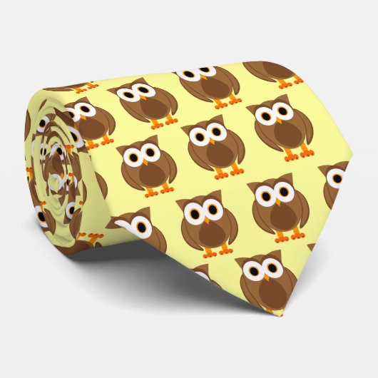 だれか。 Owlブラウン氏およびクリームのタイ ネクタイ (ロール)
