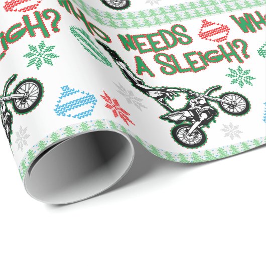 だれがそりのDirtbikeの競争のクリスマスのセーターを必要とするか ラッピングペーパー (ロールコーナー)