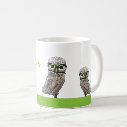 だれがやじり声を与えますか。 銀製の掘り進むフクロウの芸術 コーヒーマグカップ (正面右)