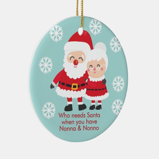 だれがサンタを必要とするかかわいい。 Nonna及びNonnoの祖父 セラミックオーナメント (右)