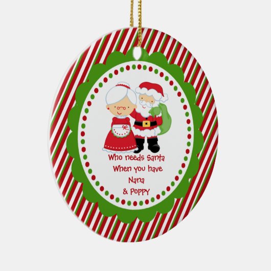 だれがサンタを必要とするか。 ナナ及びPoppaのクリスマス セラミックオーナメント (右)