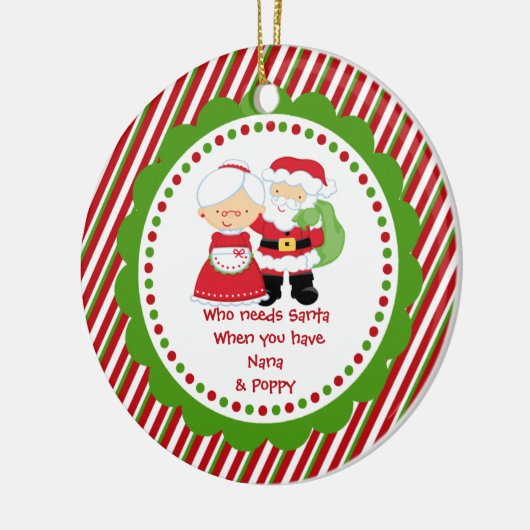 だれがサンタを必要とするか。 ナナ及びPoppaのクリスマス セラミックオーナメント (左)