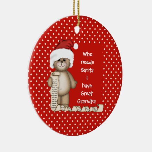 だれがサンタを必要とするか。 曾祖父のクリスマスのオーナメント セラミックオーナメント (右)