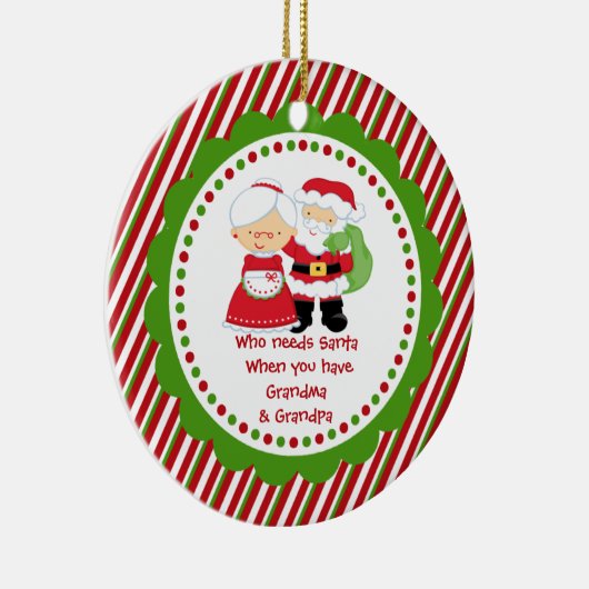 だれがサンタを必要とするか。 祖母の祖父のクリスマス セラミックオーナメント (右)