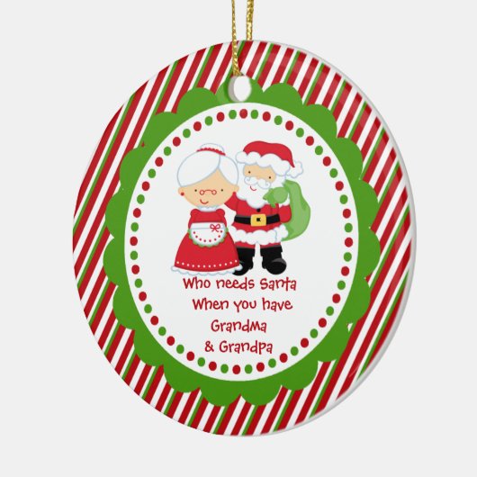 だれがサンタを必要とするか。 祖母の祖父のクリスマス セラミックオーナメント (左)