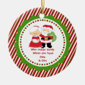 だれがサンタを必要とするか。 Oma及びOpaの祖父のクリスマス セラミックオーナメント (正面)