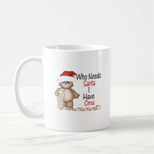 だれがサンタOmaを必要とするかおもしろい コーヒーマグカップ (左)
