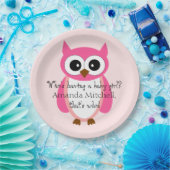 だれが女の赤ちゃんがあっていますか。 ピンクのフクロウのベビーシャワー ペーパープレート (パーティー)