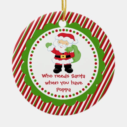 だれが必要とするサンタを… Poppaのクリスマスのオーナメント セラミックオーナメント (正面)