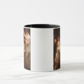 「だれが最初に話すか」。 (キャンバスの油) マグカップ (中央)