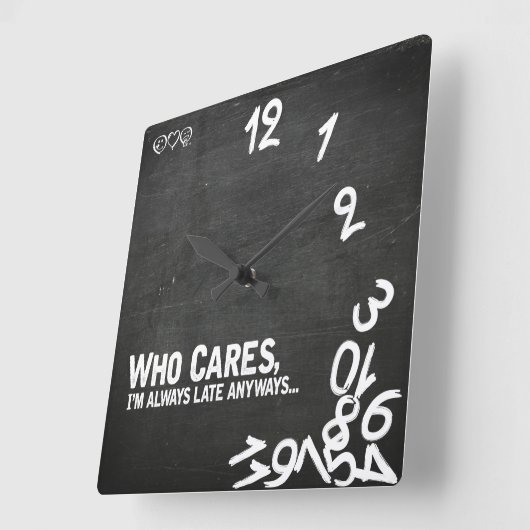 だれが気になるか、私はとにかく遅れます…常に スクエア壁時計 (傾斜)