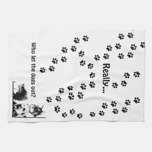 だれが犬を放ちましたか。 キッチンタオル (横)