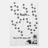 だれが犬を放ちましたか。 キッチンタオル (縦)