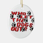 だれが犬を放ったか(足のプリント) セラミックオーナメント (右)