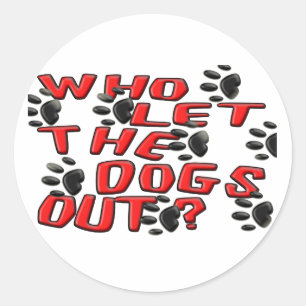 だれが犬を放ったか(足のプリント) ラウンドシール