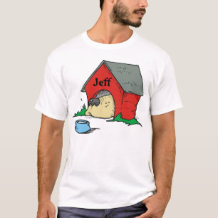 だれが犬小屋にいるか見て下さい Tシャツ