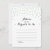 だれが知っているか真新しい銀2xのベビーシャワーのゲームのアドバイス| 招待状 (裏面)